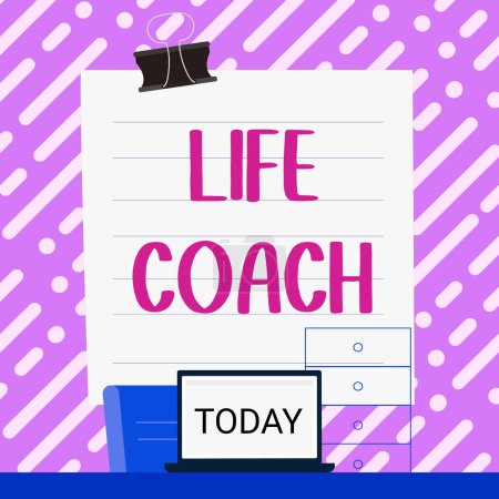 Photo for Text sign showing Life Coach, Business idea A person who advices clients how to solve their problems or goals - Royalty Free Image