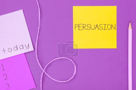 Photo for Handwriting text Persuasion, Business showcase the action or fact of persuading someone or of being persuaded to do - Royalty Free Image