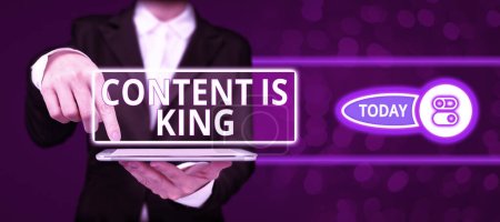Photo for Hand writing sign Content Is King, Word Written on Content is the heart of todays marketing strategies - Royalty Free Image