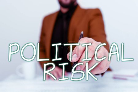 Photo for Text sign showing Political Risk, Word for communications person who surveys the political arena - Royalty Free Image