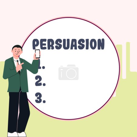 Photo for Handwriting text Persuasion, Business overview the action or fact of persuading someone or of being persuaded to do - Royalty Free Image