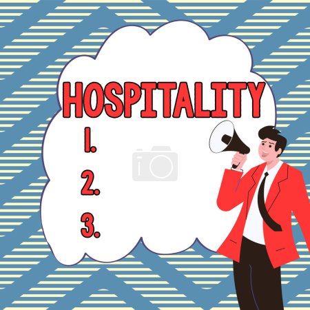 Photo for Text sign showing Hospitality, Business approach the friendly and generous reception and entertainment of guests - Royalty Free Image