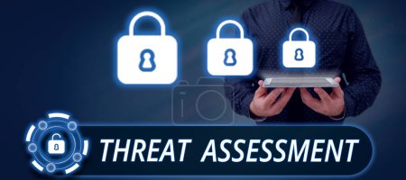 Photo for Inspiration showing sign Threat Assessment, Concept meaning determining the seriousness of a potential threat - Royalty Free Image