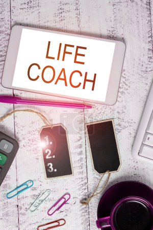 Foto de Título conceptual Life Coach, Business showcase Una persona que aconseja a los clientes cómo resolver sus problemas u objetivos - Imagen libre de derechos