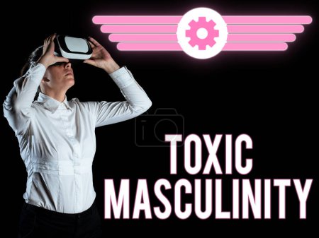 Photo for Text sign showing Toxic Masculinity, Word Written on describes narrow repressive type of ideas about the male gender role - Royalty Free Image
