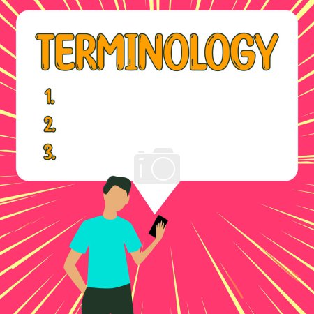 Foto de Conceptual caption Terminology, Business showcase Terms used with particular technical application in studies - Imagen libre de derechos