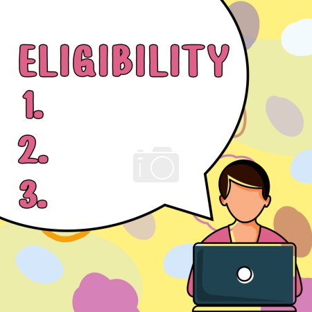 Photo for Handwriting text Eligibility, Conceptual photo State of having the right for doing or obtain something Proper - Royalty Free Image