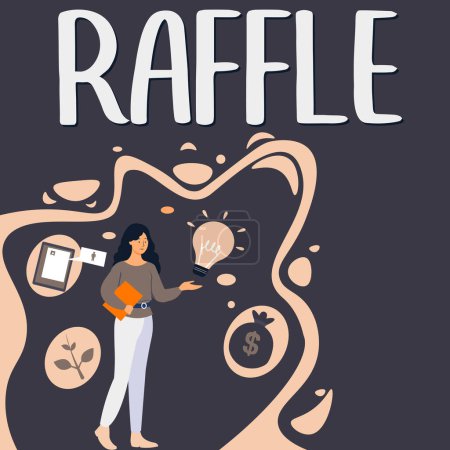 Photo for Text showing inspiration Raffle, Concept meaning means of raising money by selling numbered tickets offer as prize - Royalty Free Image