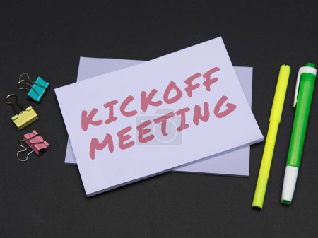 Téléchargez les photos : Conceptual caption Kick Off Meeting, Business showcase first meeting with the project team and the client - en image libre de droit