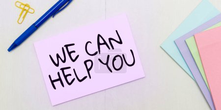 Photo for Hand writing sign We Can Help You, Business idea Support Assistance Offering Customer Service Attention - Royalty Free Image