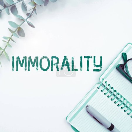 Photo for Conceptual display Immorality, Concept meaning the state or quality of being immoral, wickedness - Royalty Free Image