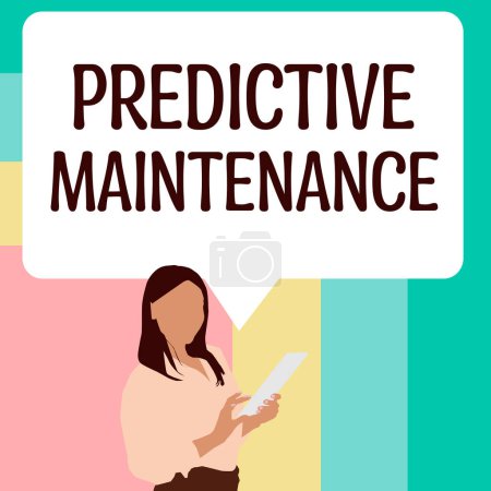 Téléchargez les photos : Conceptual display Predictive Maintenance, Word for Predict when Equipment Failure condition might occur - en image libre de droit
