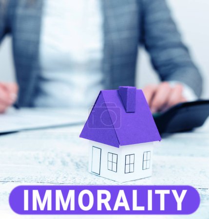 Photo for Conceptual caption Immorality, Business concept the state or quality of being immoral, wickedness - Royalty Free Image