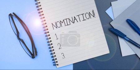 Téléchargez les photos : Text caption presenting Nomination, Business concept Formally Choosing someone Official Candidate for an Award - en image libre de droit