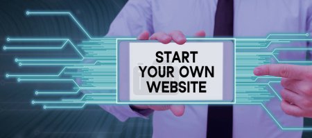 Foto de Conceptual display Start Your Own Website, Business concept serve as Extension of a Business Card a Personal Site - Imagen libre de derechos