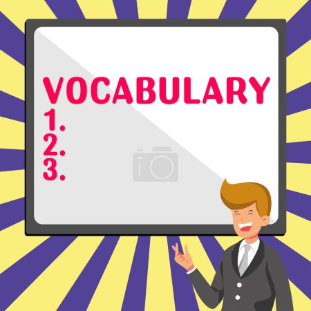 Photo for Text showing inspiration Vocabulary, Business overview collection of words and phrases alphabetically arranged and explained or defined - Royalty Free Image