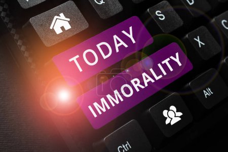 Photo for Text showing inspiration Immorality, Business overview the state or quality of being immoral, wickedness - Royalty Free Image