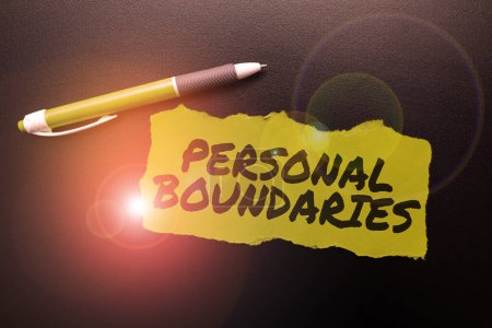 Photo for Writing displaying text Personal Boundaries, Business idea something that indicates limit or extent in interaction with personality - Royalty Free Image