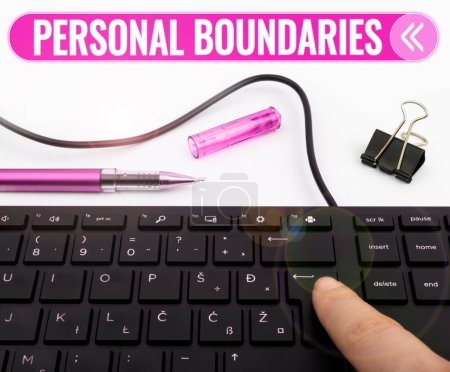 Photo for Text sign showing Personal Boundaries, Concept meaning something that indicates limit or extent in interaction with personality - Royalty Free Image