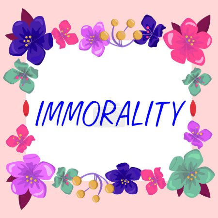Photo for Handwriting text Immorality, Word for the state or quality of being immoral, wickedness - Royalty Free Image