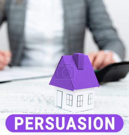 Foto de Handwriting text Persuasion, Conceptual photo the action or fact of persuading someone or of being persuaded to do - Imagen libre de derechos