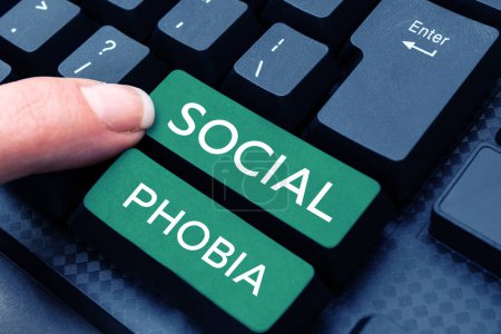 Photo for Text sign showing Social Phobia, Internet Concept overwhelming fear of social situations that are distressing - Royalty Free Image