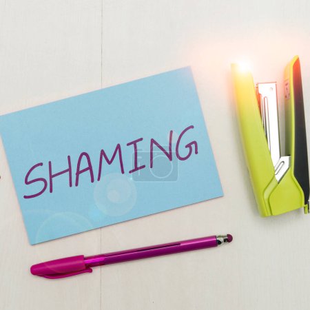 Photo for Inspiration showing sign Shaming, Conceptual photo subjecting someone to disgrace, humiliation, or disrepute by public exposure - Royalty Free Image