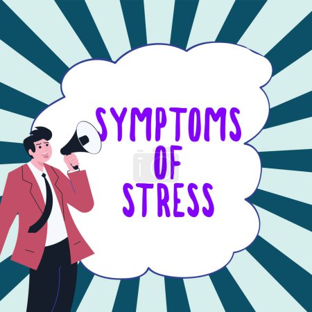 Foto de Exhibición conceptual Síntomas del estrés, concepto de negocio que sirve como síntoma o signo especialmente de algo indeseable - Imagen libre de derechos