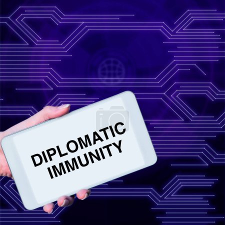 Téléchargez les photos : Légende conceptuelle Immunité diplomatique, concept qui signifie loi accordant aux diplomates étrangers des droits spéciaux dans le pays où ils travaillent - en image libre de droit