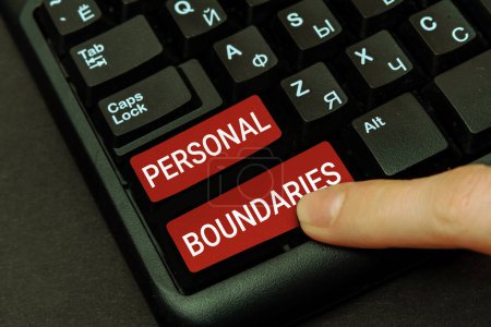 Photo for Text showing inspiration Personal Boundaries, Word for something that indicates limit or extent in interaction with personality - Royalty Free Image