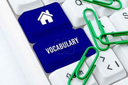 Photo for Text sign showing Vocabulary, Business approach collection of words and phrases alphabetically arranged and explained or defined - Royalty Free Image