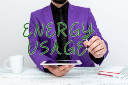 Téléchargez les photos : Conceptual display Energy Usage, Business idea Amount of energy consumed or used in a process or system - en image libre de droit
