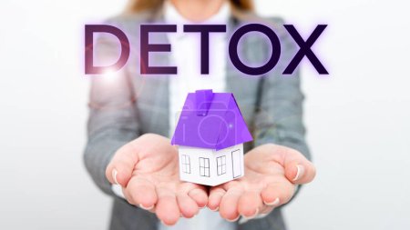 Téléchargez les photos : Text caption presenting Detox, Conceptual photo Moment for Diet Nutrition health Addiction treatment cleanse - en image libre de droit