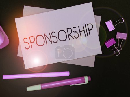 Photo for Text showing inspiration Sponsorship, Business showcase Position of being a sponsor Give financial support for activity - Royalty Free Image