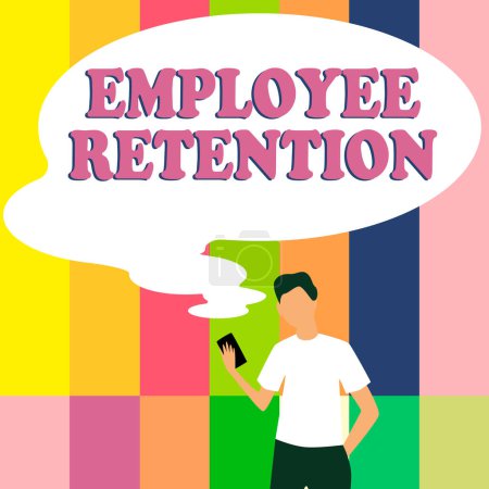 Foto de Signo de texto que muestra la retención de empleados, Word Escrito en el método de reclutamiento interno empleado por las organizaciones - Imagen libre de derechos