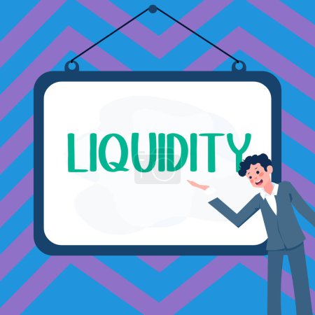 Photo for Text sign showing Liquidity, Word Written on Cash and Bank Balances Market Liquidity Deferred Stock - Royalty Free Image