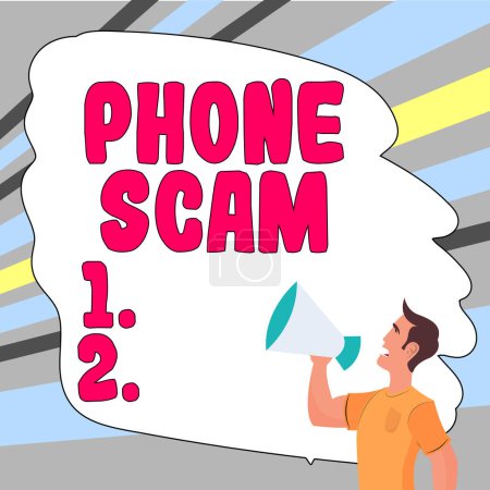 Photo for Sign displaying Phone Scam, Business concept getting unwanted calls to promote products or service Telesales - Royalty Free Image