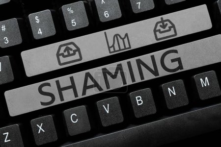 Photo for Writing displaying text Shaming, Internet Concept subjecting someone to disgrace, humiliation, or disrepute by public exposure - Royalty Free Image
