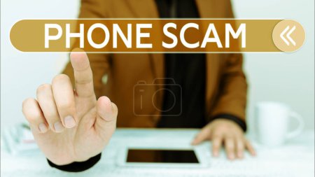 Photo for Conceptual display Phone Scam, Concept meaning getting unwanted calls to promote products or service Telesales - Royalty Free Image