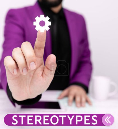 Photo for Text caption presenting Stereotypes, Business showcase any thought widely adopted by specific types individuals - Royalty Free Image