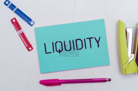 Photo for Conceptual caption Liquidity, Word for Cash and Bank Balances Market Liquidity Deferred Stock - Royalty Free Image