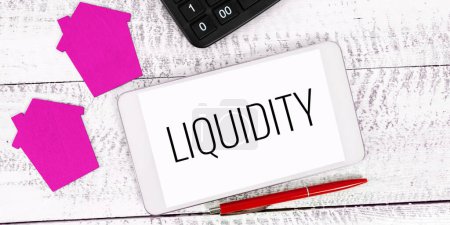 Photo for Text sign showing Liquidity, Business concept Cash and Bank Balances Market Liquidity Deferred Stock - Royalty Free Image
