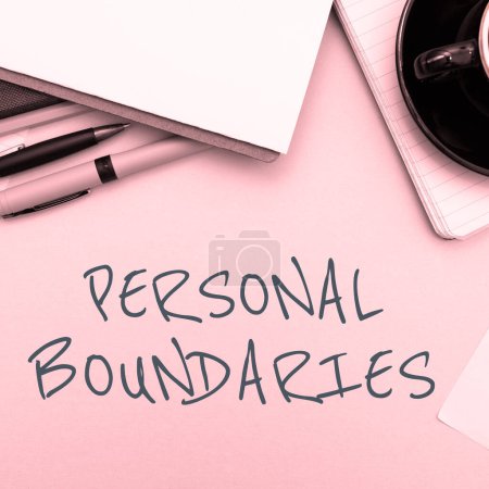 Foto de Text showing inspiration Personal Boundaries, Business overview something that indicates limit or extent in interaction with personality - Imagen libre de derechos