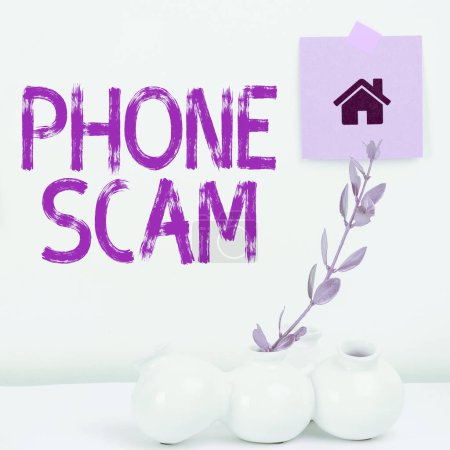 Photo for Text caption presenting Phone Scam, Word Written on getting unwanted calls to promote products or service Telesales - Royalty Free Image