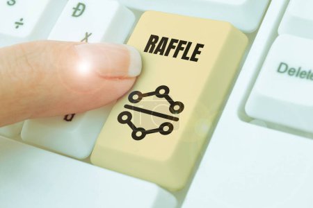 Photo for Inspiration showing sign Raffle, Business overview means of raising money by selling numbered tickets offer as prize - Royalty Free Image