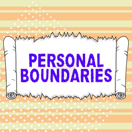 Photo for Text sign showing Personal Boundaries, Word for something that indicates limit or extent in interaction with personality - Royalty Free Image