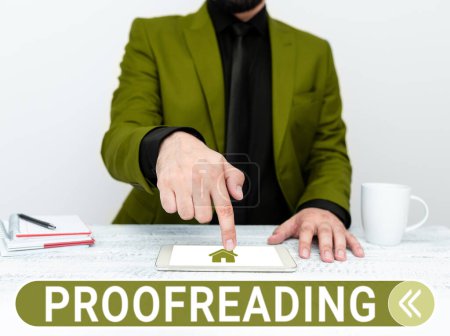 Foto de Text sign showing Proofreading, Business showcase act of reading and marking spelling, grammar and syntax mistakes - Imagen libre de derechos