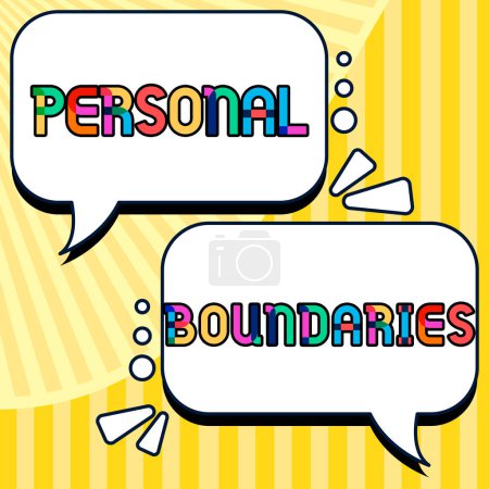 Photo for Text caption presenting Personal Boundaries, Word for something that indicates limit or extent in interaction with personality - Royalty Free Image
