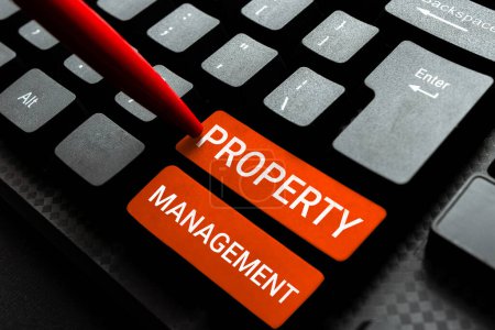 Photo for Text showing inspiration Property Management, Word Written on Overseeing of Real Estate Preserved value of Facility - Royalty Free Image