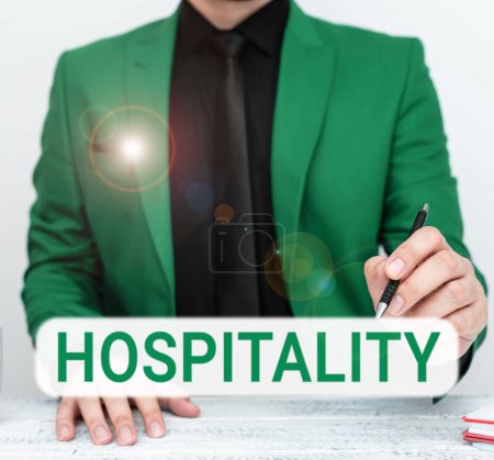 Photo for Conceptual display Hospitality, Conceptual photo the friendly and generous reception and entertainment of guests - Royalty Free Image